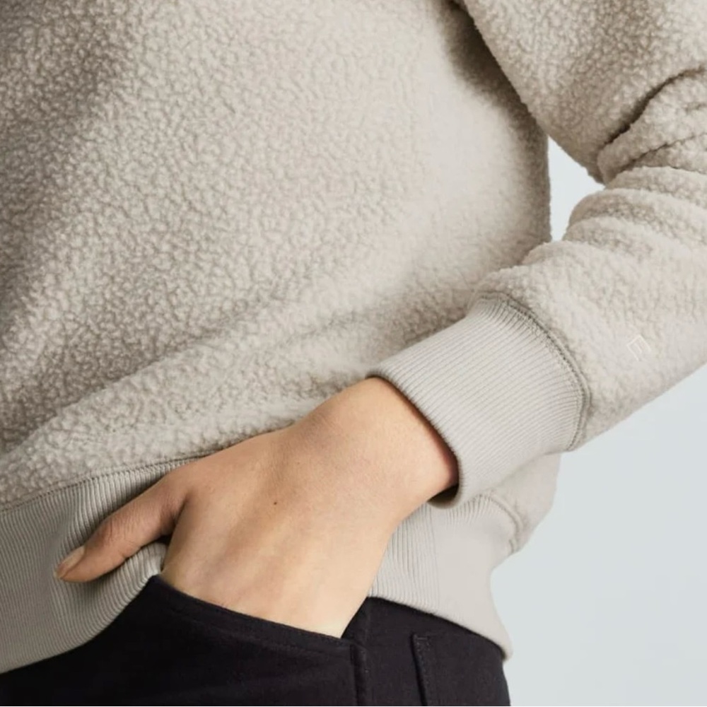 Everlane The ReNew Fleece Ragland Sweatshirt XL Sandstone - Picture 4 of 11